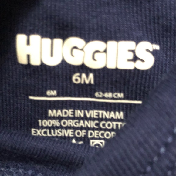 Huggies Baby Boy Pack of 2 Short Sleeve Onesies size 6 months w/ snaps, LIKE NEW - Picture 2 of 4